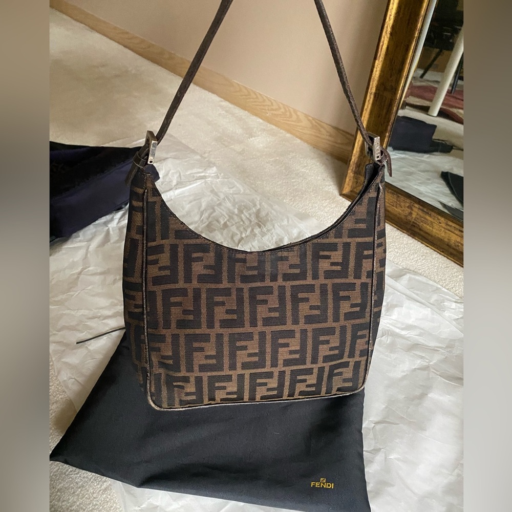 Fendi monogram brown shoulder bag